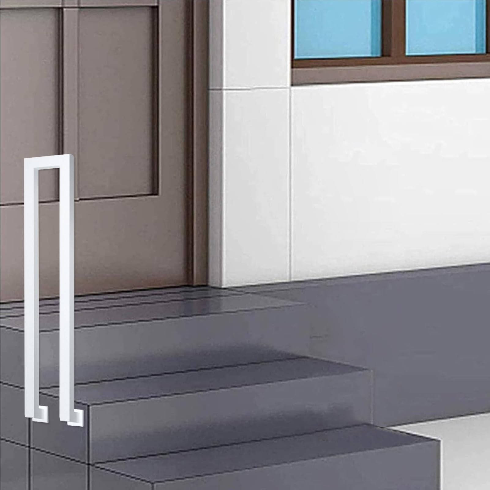 LWJSOCP Stair handrail U-shaped stair handrail, white square metal handrails with installation kit, heavy duty non-slip safety grab bar for balcony, corridor, attic, porch (Size : 85cm)