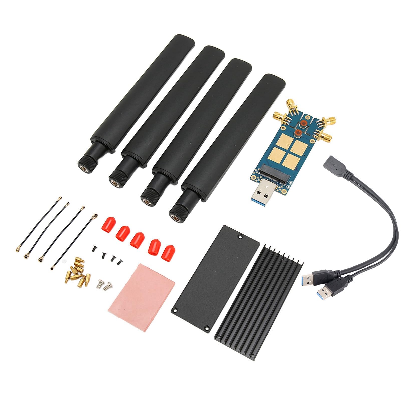 Scheda di Espansione Dongle 5G, Adattatore USB 3.1 a M.2 Key B con 4 Porte Antenna SMA, Dissipatore di Calore e Slot SIM per Quectel SIM82XX RM50XQ, Internet 5G Ad Alta velocità per PC
