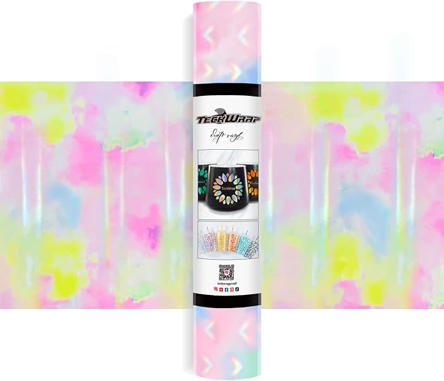 TECKWRAP Holographic Vinyl Glossy Candy Color Adhesive Vinyl for Craft Cutter 12" x 5ft, Holo Cloud