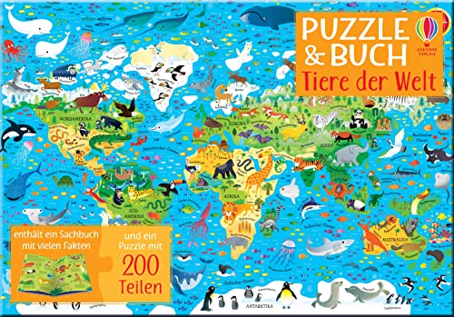 Puzzle & Buch: Tiere der Welt: Puzzle und Tierwissen kombiniert – ab 5 Jahren (Puzzle-und-Buch-Reihe)