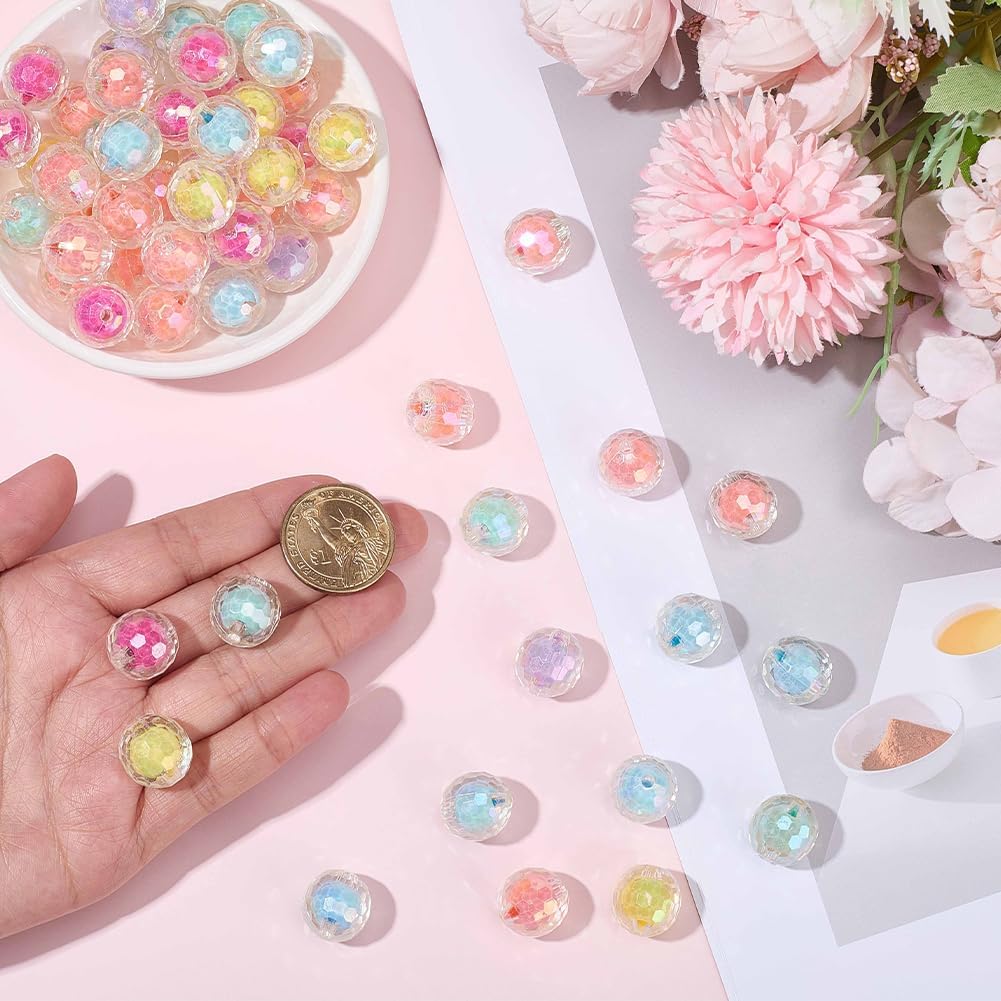 SUNNYCLUE 100Pcs 16mm Acrylic Beads Bulk Round Bubble Beads AB Color Transparent Colored Core Faceted Bubblegum Loose Spacers for Pen Jewelry Making Bracelets Keychains Necklaces Beading Crafts Gifts - Image 3