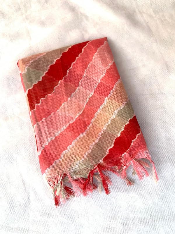 Image of Women's Cotton Blend Striped Print Dupatta with 2.20 Meters | Women's cotton printed dupatta with tassels