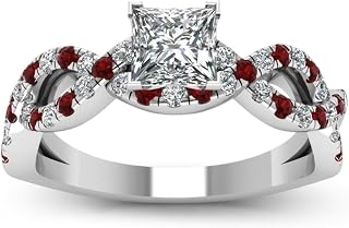 Jeulia Women 2.5 Carat Princess Cut Wedding Band Rings Engagement 925 Sterling Silver Twisted Eternity Birthstone Rings Anniversary Promise with Jewelry Gift Box