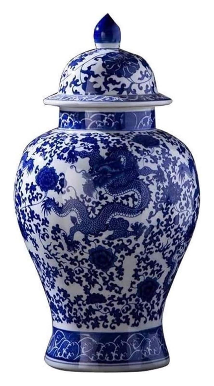 asdchZen Vase Blue And White Porcelain Vases Vase Ceramic Flower Arrangement Antique Large Blue And White Porcelain General Pot Vase Home Living Room Decoration Jardiniere Decorative V