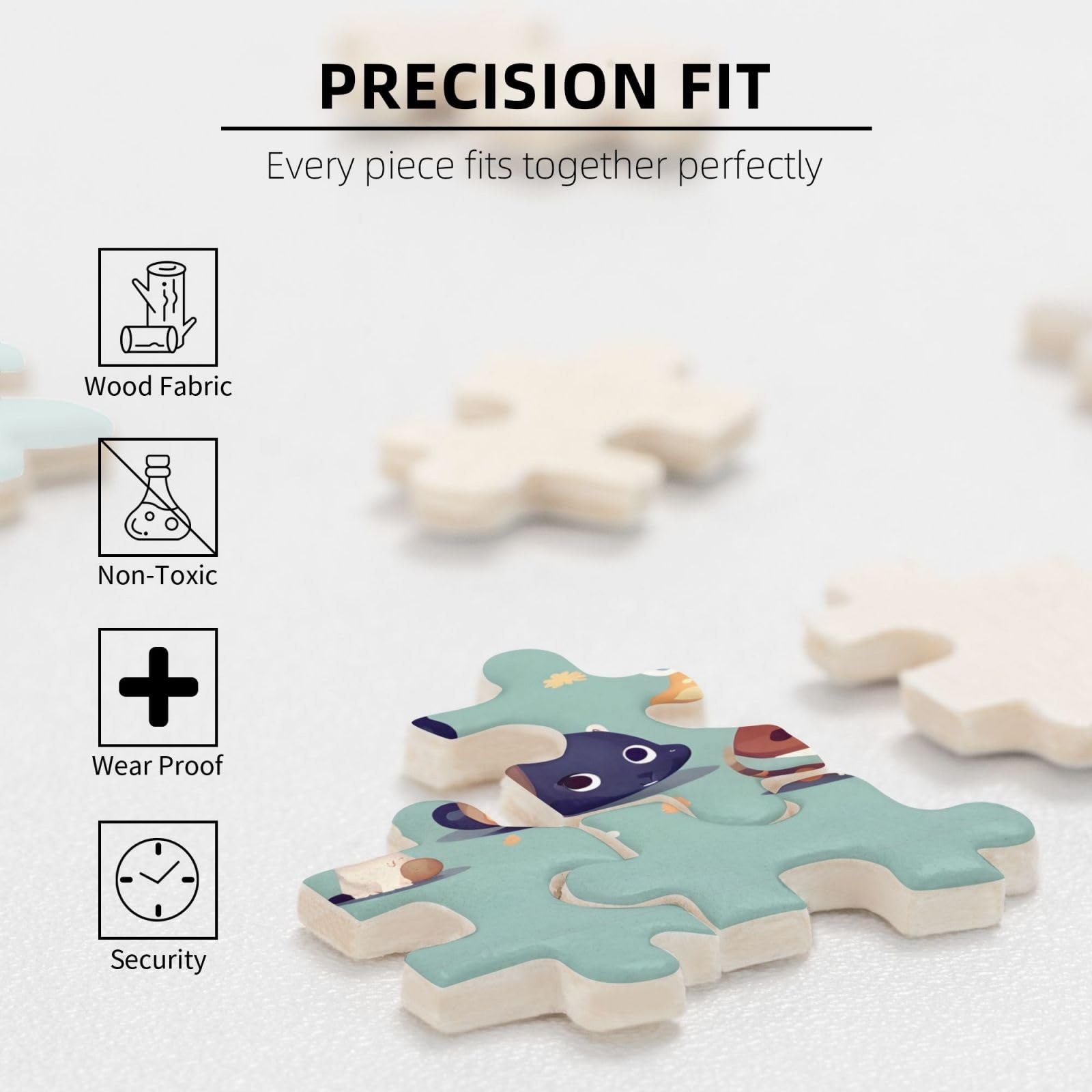 Niedliche kleine Tier-Bilderpuzzle. Holzpuzzle für Erwachsene, einzigartige Wandkunst-Dekoration, Geschenk