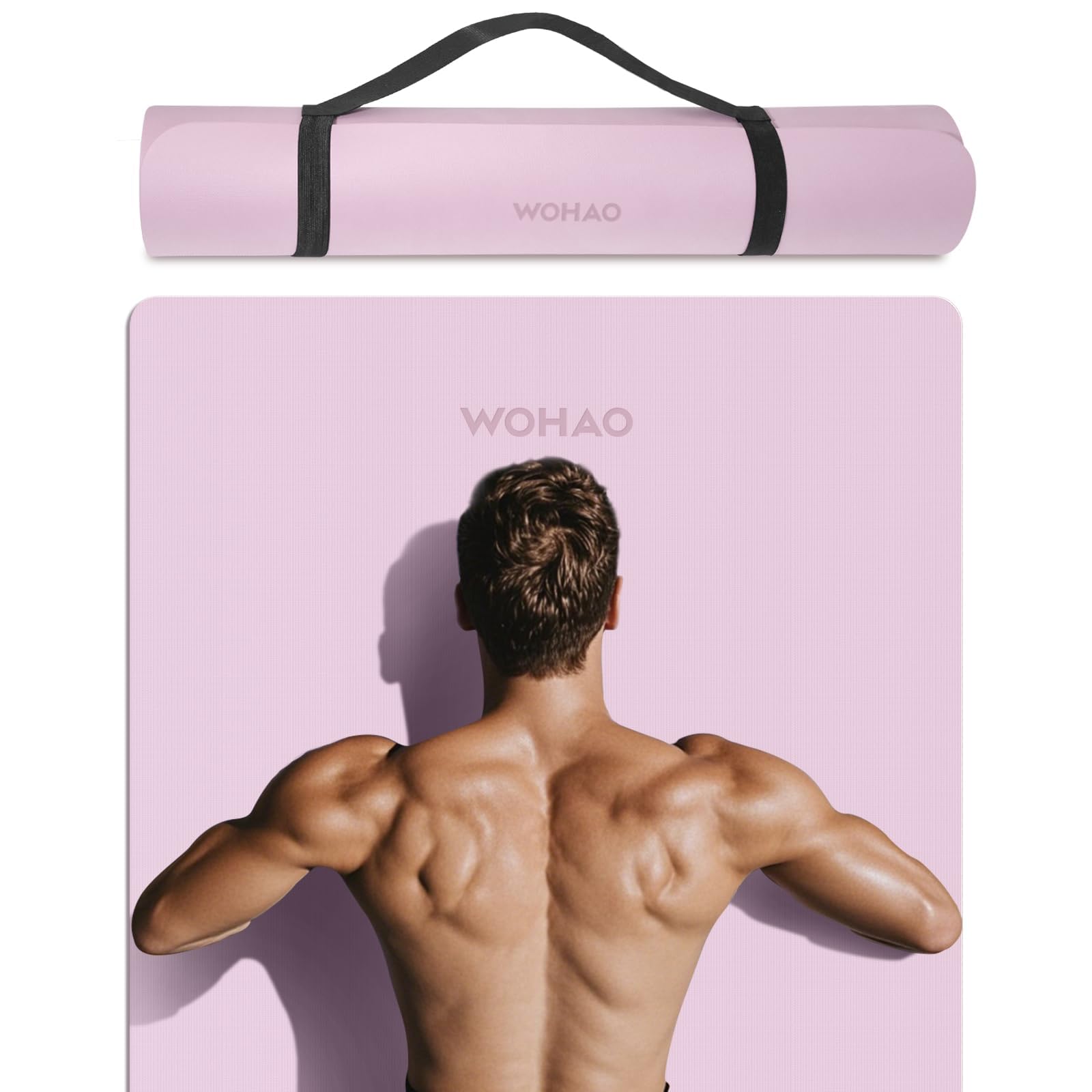 WOHAO Extra Wide & Thick 8mm Yoga Mat, 72"x31.5" Large Non Slip Exercise Mat, Premium POE Material for Superior Cushioning & Stability, with Strap for