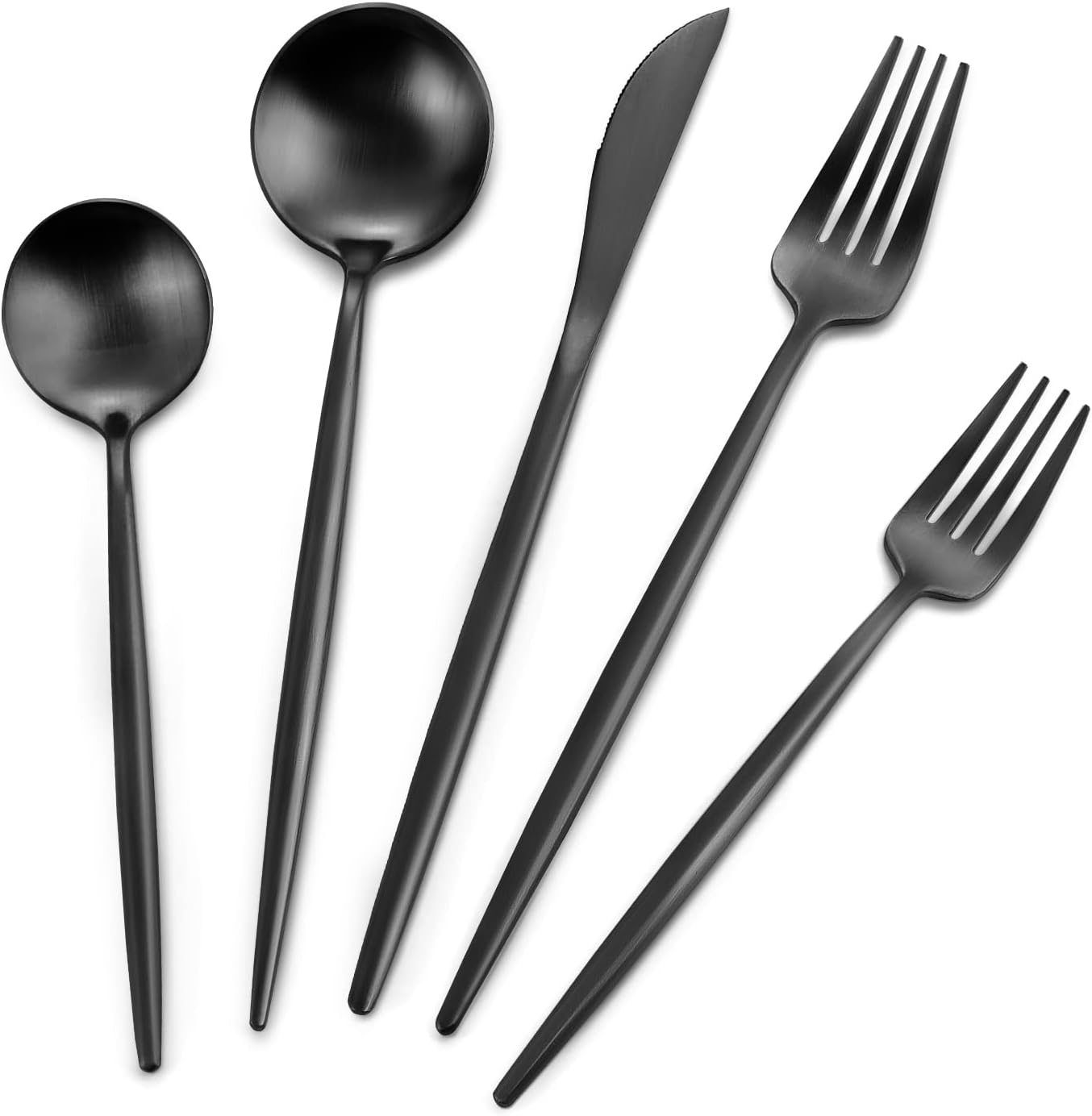 KassKa 20Piece Silverware Set, Matte Black Flatware Set