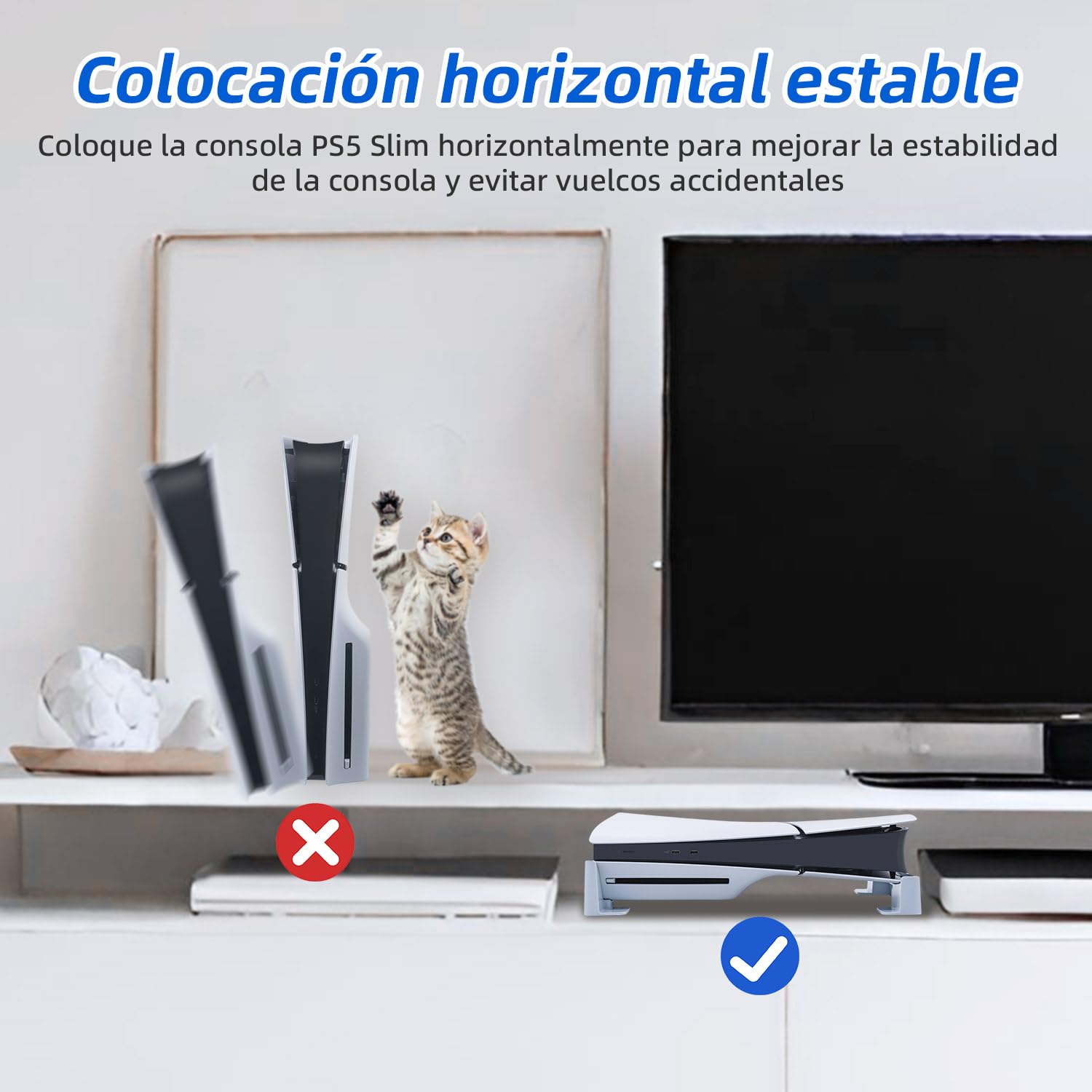 Wigearss Soporte Horizontal para Consola PS5 Slim/Pro DE/UHD, Soporte de Base con Almohadilla para PS5 Slim/Pro Disc y Edición Digital