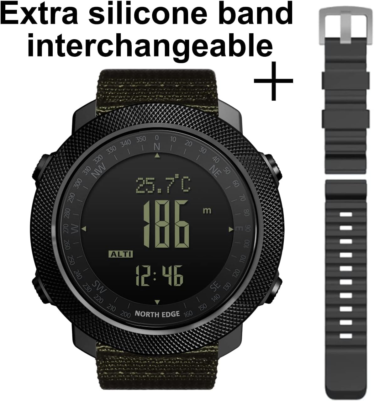 Apache Orologio tattico da uomo, orologio digitale militare per esterni, con bussola, altimetro, barometro, termometro, previsioni meteo, contapassi, impermeabile fino a 50 m, cassa in metallo