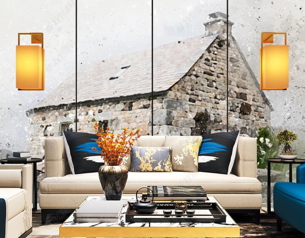 Papier peint intissé aquarelle grand format décor mural salon