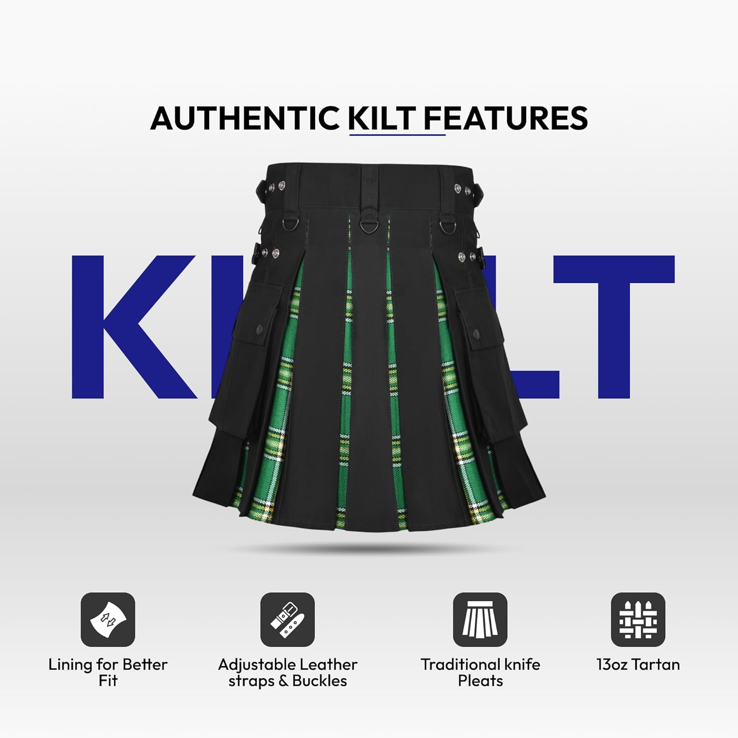 Hybrid Kilt for Women - Stylish Women's Kilt with Adjustable Closure- Acrylic Fabric Tartan Skirt for Comfort and Durability