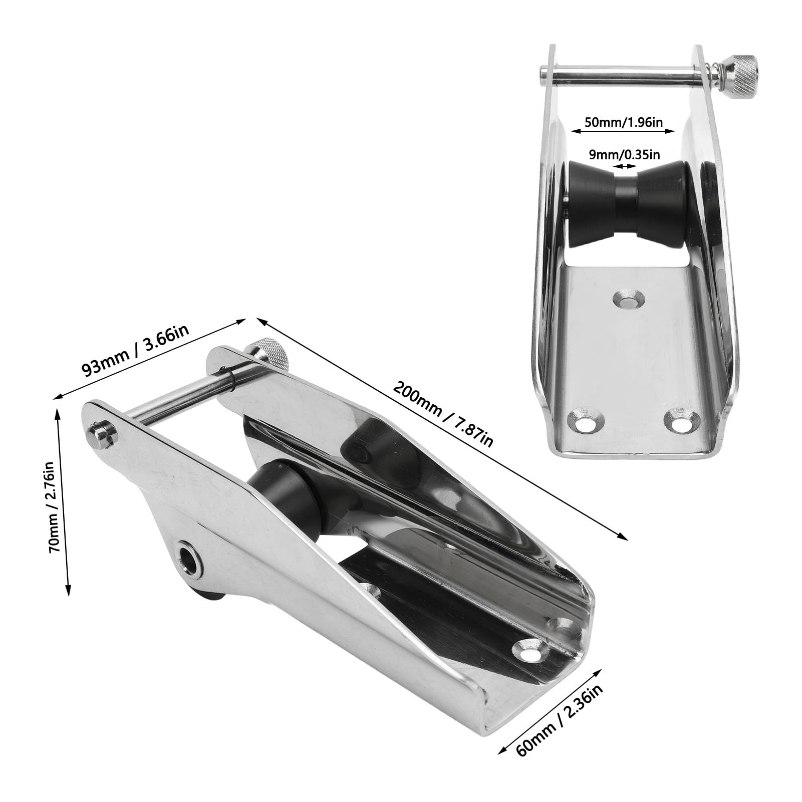 Rullo Porta Ancora Acciaio Inox 200mm, Rullo di Ancoraggio Marino | Con Rullo Nylon e Perno a Molla, Installazione Semplice per Yacht Rimorchio Barca