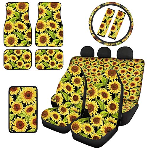 Tapis de sol avant et arrière pour voiture motif tournesol chaqlin lot de 12