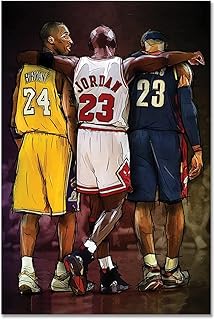 Canvas Bubble Basketball Fan Memorabilia Gifts Legends Michael Jordan & Kobe Bryant & Lebron James Inspirational Wall Art Posters Prints on Canvas Stretched and Framed Modern Home (8"x12")