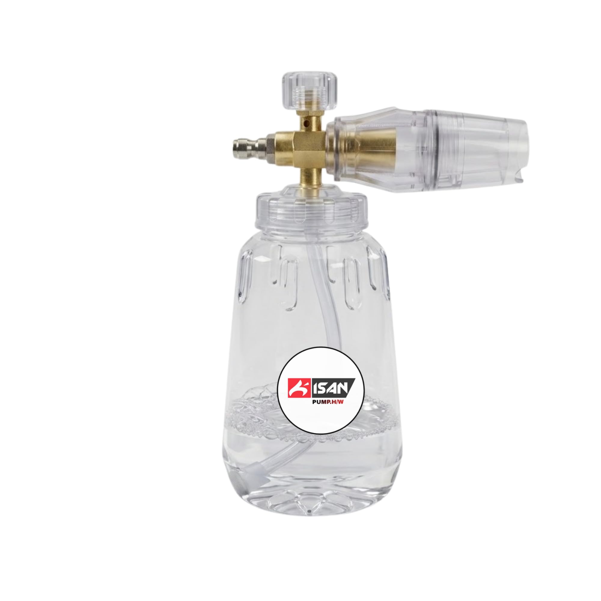 KPM 1L Transparent Brass Pressure Washer Snow Lance | Adjustable Thick Foam Applicator | 1/4 Inch Quick Connect | Professional Car Wash Detailing Tool-image-4