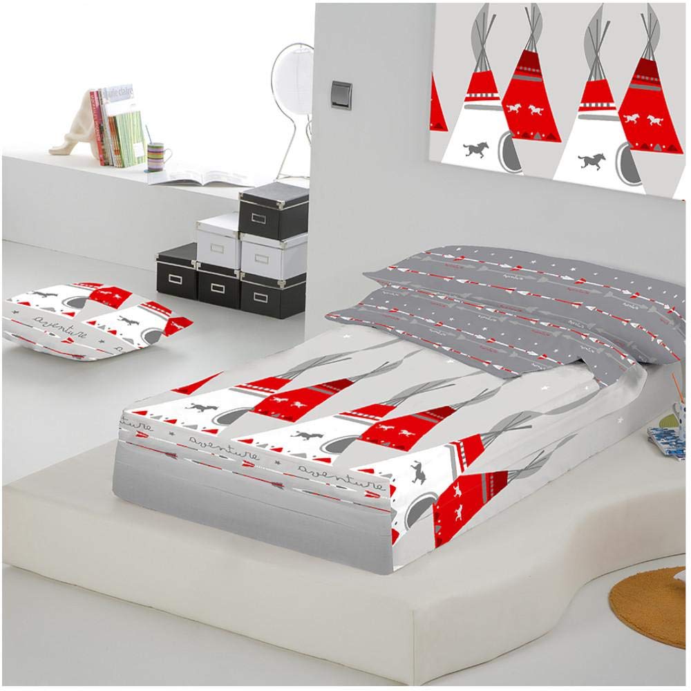Saco nordico con Relleno Sioux para Cama 90 x 190/200 + 1 Funda de Almohada + Relleno nórdico. Saco Unido a la Bajera con Cremallera. con Relleno nórdico.