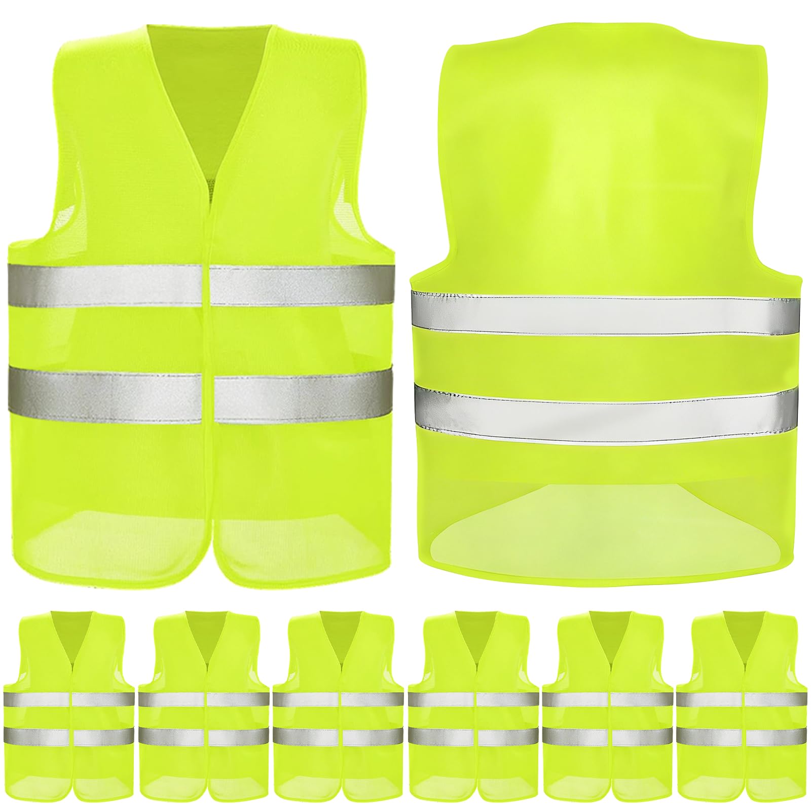 6 Chaleco Reflectante Homologado Set, Chalecos Reflectantes Seguridad, Reflectantes para Coche, de Seguridad de Alta Visibilidad para Conductor, Limpiadores