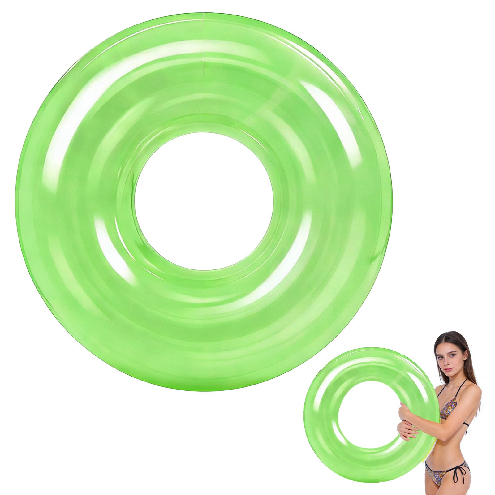 Green Swimming Ring Inflatable Rubber Rings for Kids Adults,90cm Inflatable Pool Ring Floaties Swim Rings Water Float Inflatables Pool Float for Boys Girls Teenager Men Women Beach Summer Water Party