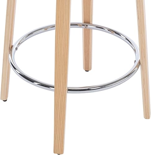 Miniatura 6 de Juego de 2 taburetes de bar modernos, taburetes de bar Sherpa de 26 pulgadas de altura de mostrador con patas de madera, sillas de bar con respaldo