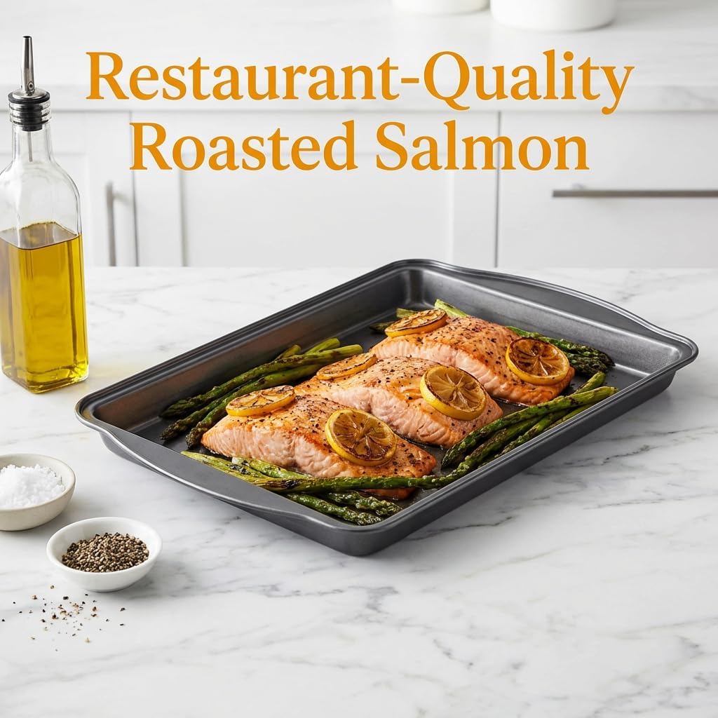 Baking Pan Set of 3 - Carbon Steel Baking Sheets Set, 13/15/17 Inch, Nonstick Cookie Sheets for Baking, Rust & Warp Resistant & Stackable, Nontoxic & Heavy Duty & Easy Clean