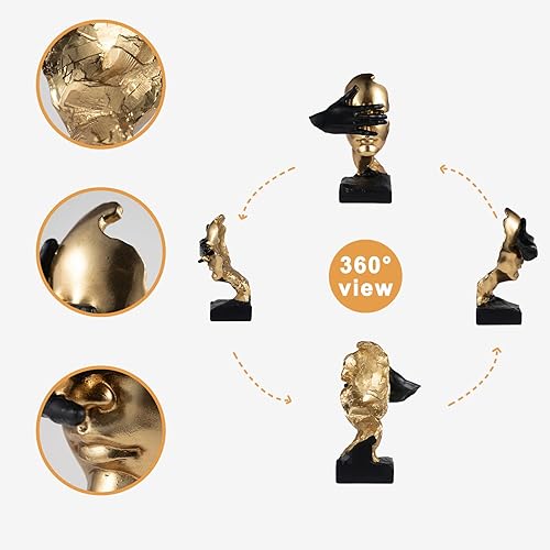 Miniatura 2 de Thinker Statue-Silence is Gold-- Figura decorativa abstracta de arte  No Hear No See No Speak - Esculturas modernas de resina para el hogar, objetos