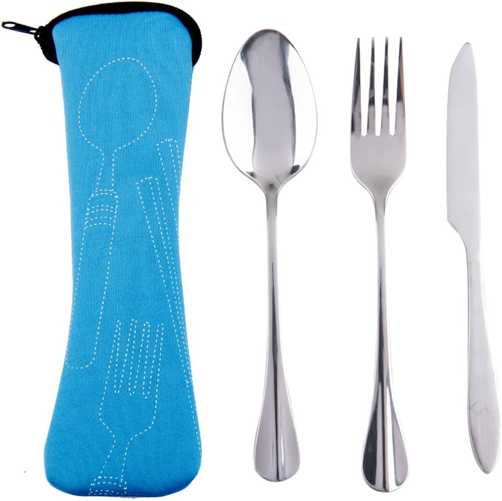 Bekith 6 Piece Stainless Steel Utensil Set (Knife, Fork, Spoon) Lightweight, Travel Flatware Set / Camping Cutlery Set with 2 Neoprene Cases: Kitchen & Dining