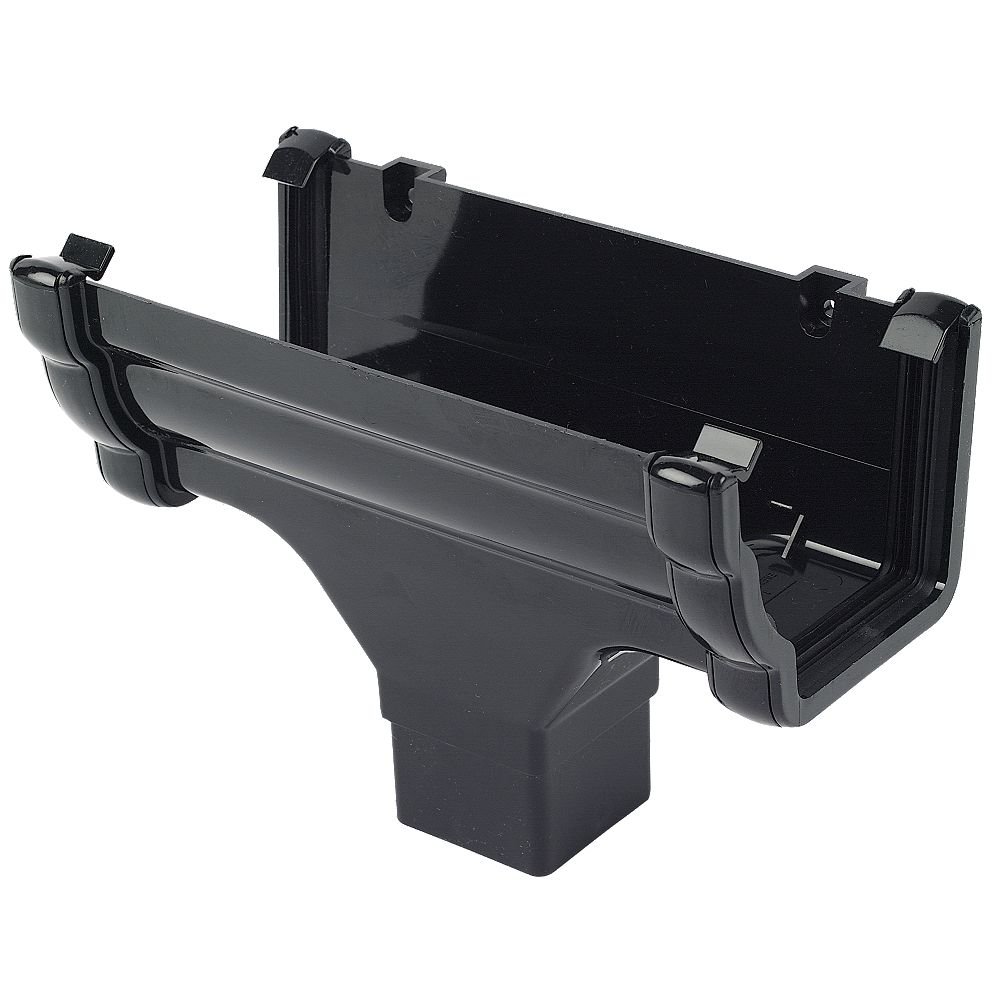 Floplast Black Running Outlet Ron1 110Mm Niagara Ogee Fits 68Mm Round And 65Mm Square Downpipes (Black)
