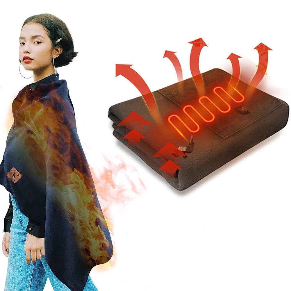 Scaldaletto Matrimoniale Coperta Elettrica 150 x 80 cm, USBCoperta riscaldante elettrica,Scialle riscaldante indossabile con 3 Livelli di Temperatura per i Viaggi in Ufficio a casa Interruttore