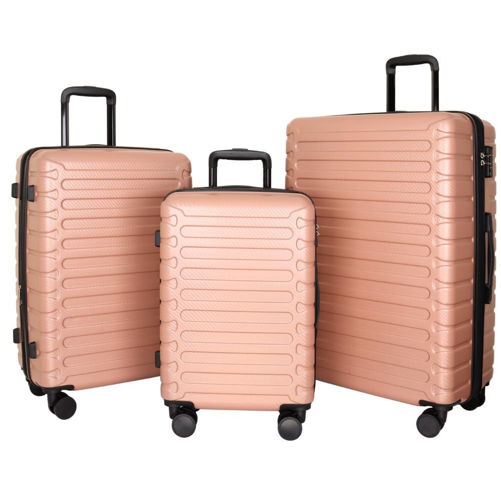 SAS Travel Luggage Sets, Set of 3 pieces of Suitcases With Wheels, Traveling Essentials, Spinner Wheels, Lock, Hard Case, With Carry On Luggage and Large Suitcase Included, Travel Must Haves