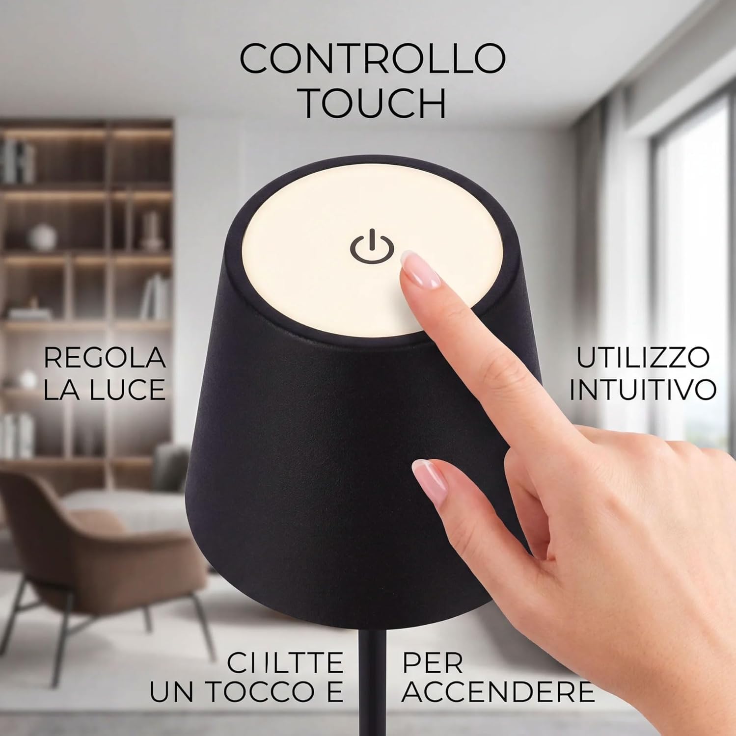 081 Store - 4 PEZZI LAMPADA DA TAVOLO SENZA FILI RICARICABILE, LAMPADA DA TAVOLO LED DIMMERABILE E CON 3 TONALITà DI LUCE, DIMMERABILE 3000-65000K ED IMPERMEABILE IP54 (6)