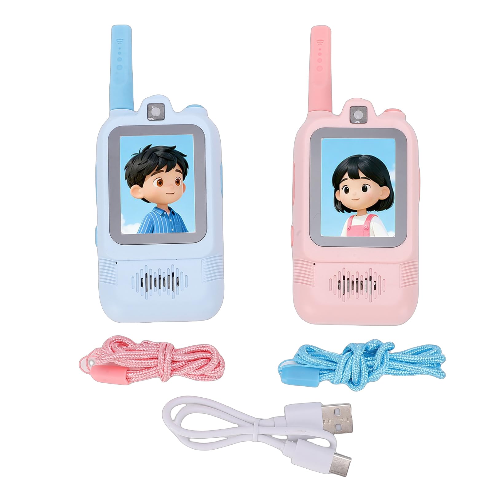 Lot de 2 Talkies-Walkies Vidéo pour Enfants avec Deux Caméras, Interphone Longue Portée Rechargeable, Changeur de Voix, Plus de 8 Heures de Jeu pour Jeux D'intérieur et