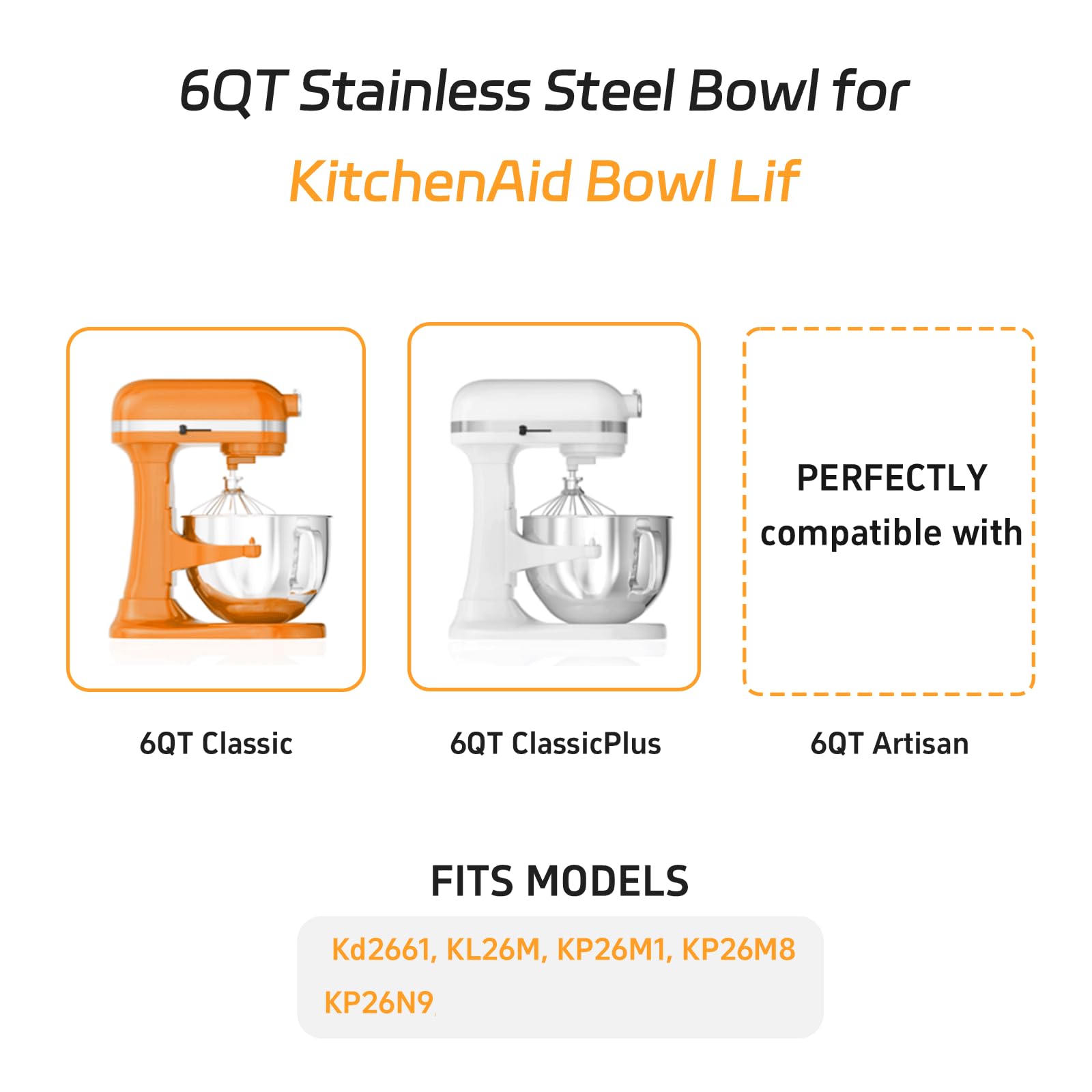 Amazon | Kitchenaidスタンドミキサー用6クォートステンレススチール