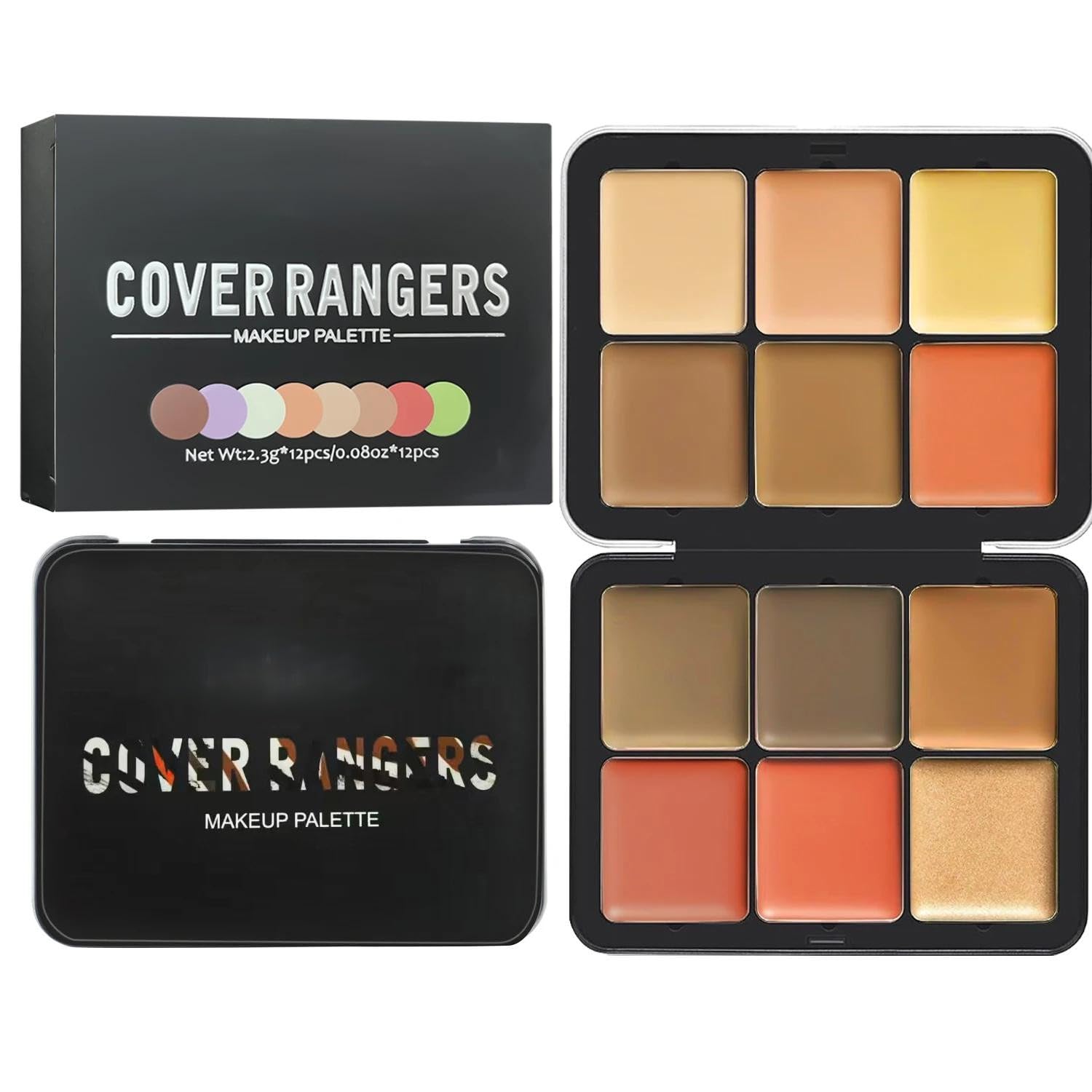 Cover Rangers Makeup Palette, Professional 12-Color Concealer and Corrector Set, Black Compact Case-image-44