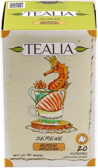 Tealia Serene Herbal Tea Bags 20 Pyramid Bags | Floral Mint Infusion