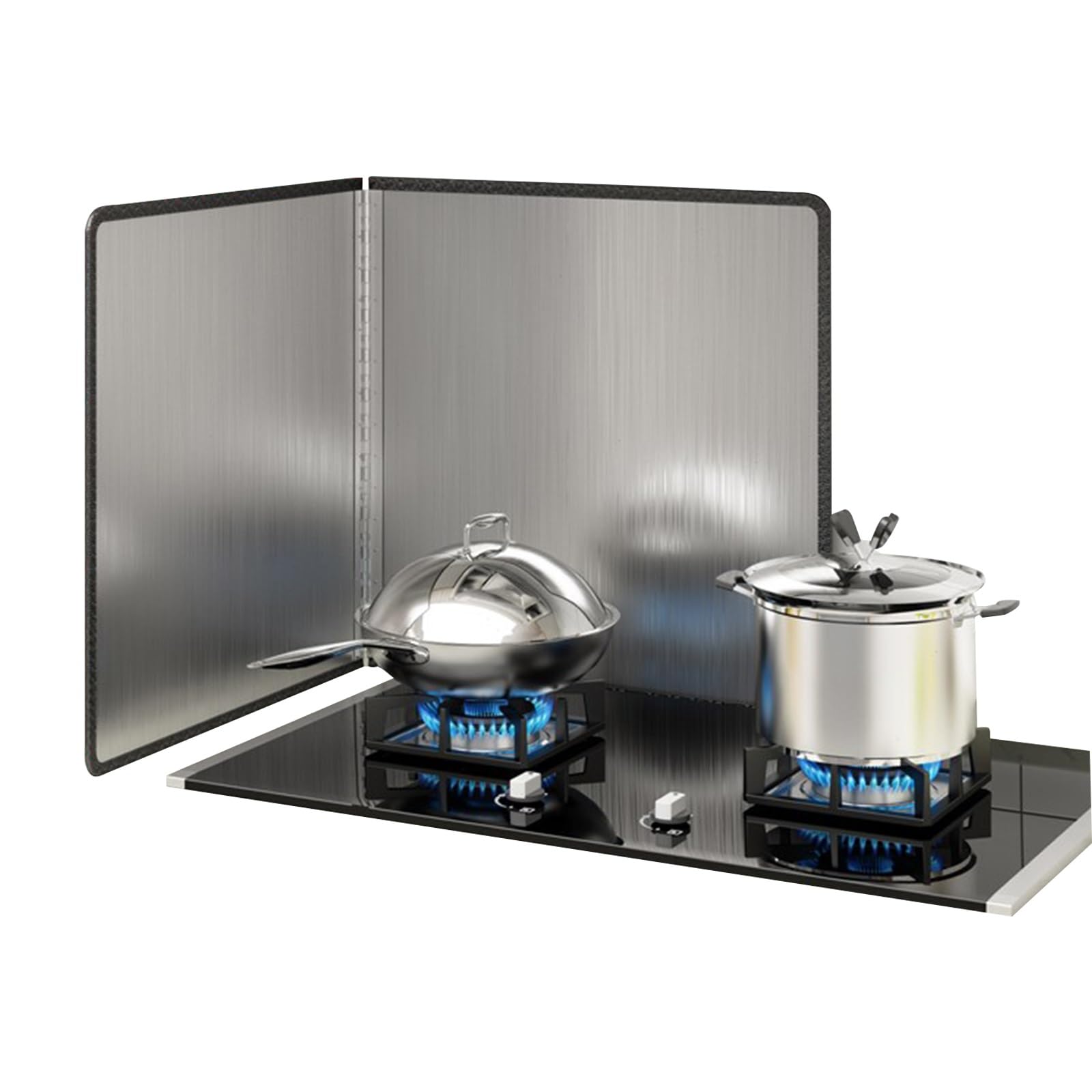 EAmrfvqt Stainless Steel Foldable Splash, Stainless Steel 4 Sided Foldable Splatter Guard Stove Oil Splash Shield Silver Multisize(45cmx40cm)