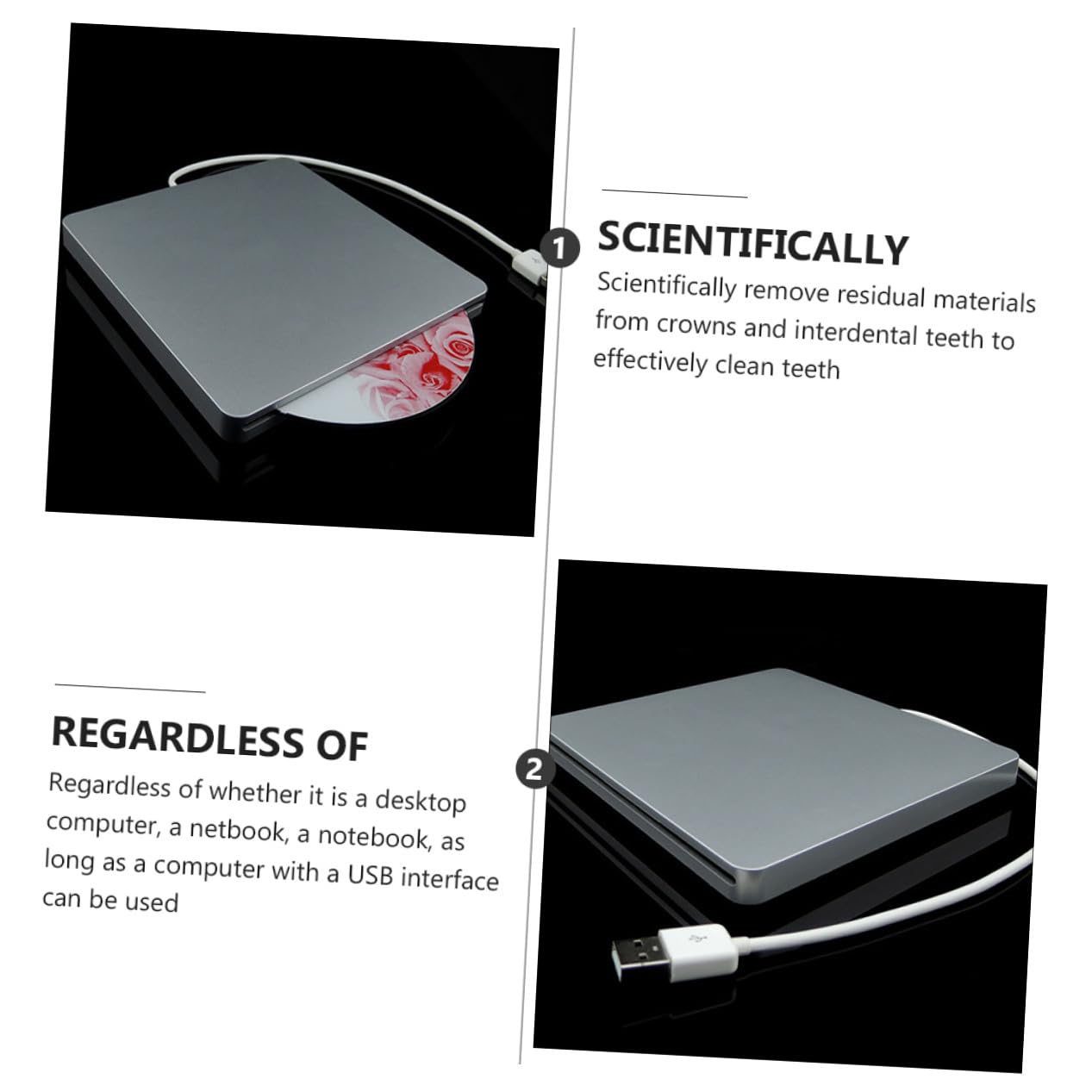 SOIMISS Graveur DVD Externe USB 3.0 Portable Argenté en Abs 8X pour Ordinateur Portable et PC Bureau, Lecture CD DVD et Gravure Fichiers pour Usage Domestique