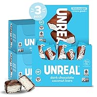 Vista 5 de UNREAL Barras de coco de chocolate oscuro (4 bolsas de tamaño económico), veganas, 0.11 onzas de azúcar y 3 ingredientes simples, sin OMG, sin