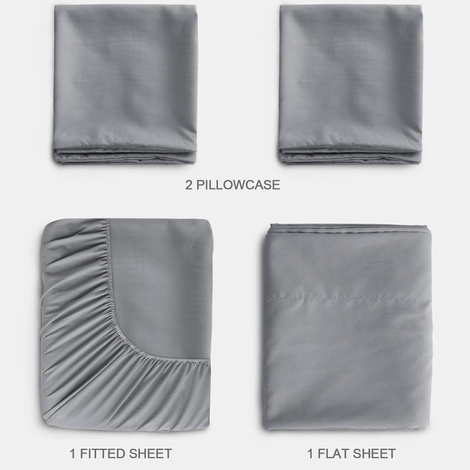 SPRINGSPIRIT Deep Pocket Sheets Queen Sheet Sets for Air Mattress with Pocket on Side, 4 Piece Sheet Set Queen Size Extra Deep Pocket up to 24’’, Grey