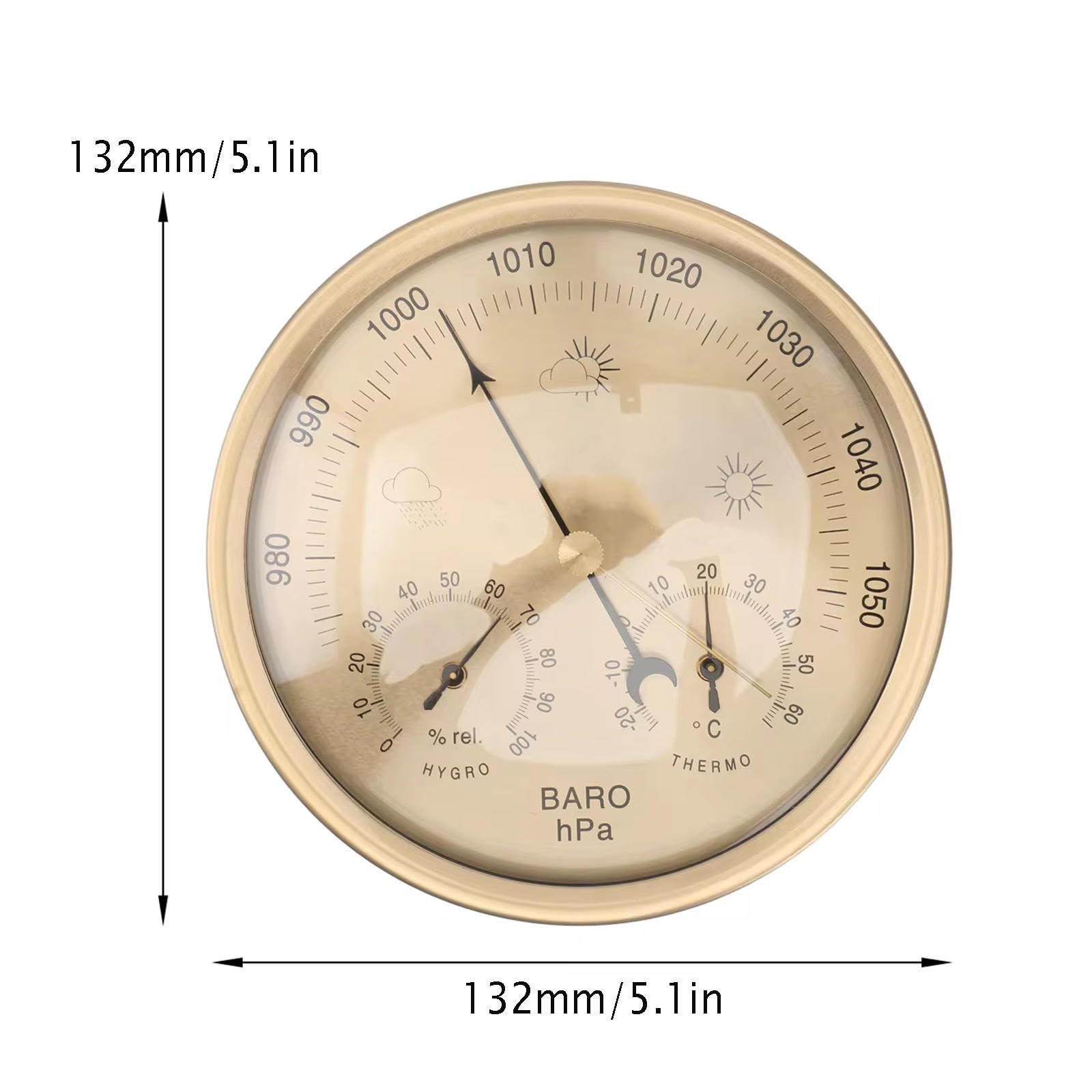 Barometr, barometr zewnętrzny, barometr, higrometr, 13 cm, analogowa stacja pogodowa, barometr wybierania na ścianę, barometr pogodowy 3 w 1, do ściany domu, łodzi rybackiej, dekoracji ścian biura