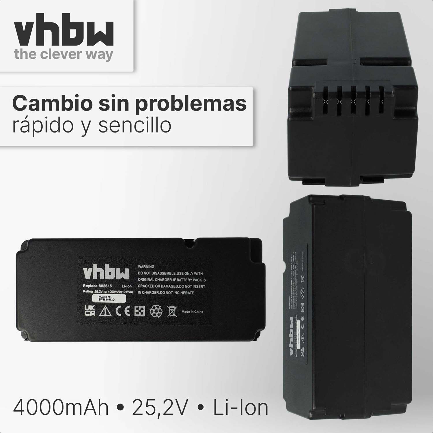 vhbw Batería Compatible con Biltema RM1000 Robot cortacésped cortacésped 4000mAh 25,2V Li-Ion