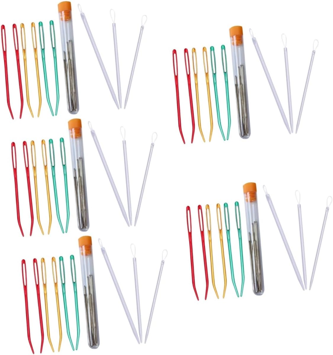 TEHAUX 5sets Sewing Needles Kit Large Eye Needles for Women Cross-Stitch Supplies Sewing Repair Tools Random Color
