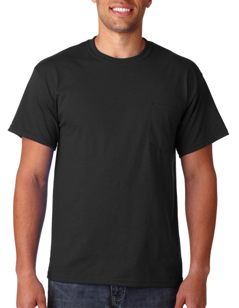 T-shirt en jersey noir Gildan taille S lot de 5 sans couture latérale avec poche