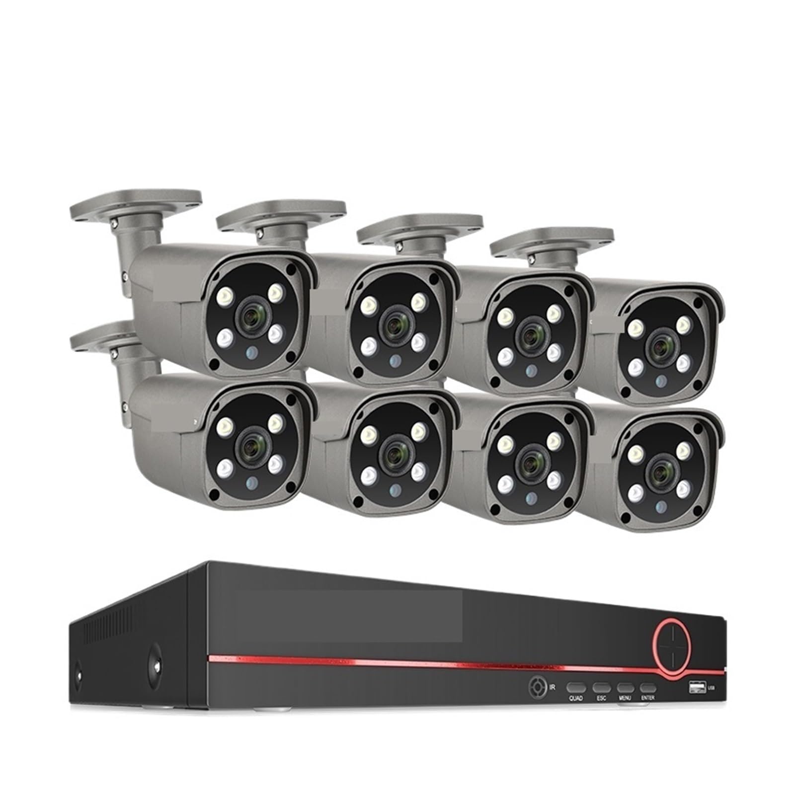 8-kanałowy System Kamer Bezpieczeństwa CCTV 5MP HD POE Zestaw Do Monitoringu Wideo Domowego NVR IP Użytku Zewnętrznego Z Detekcją Twarzy(None,8CH 8 Bullet Camera)
