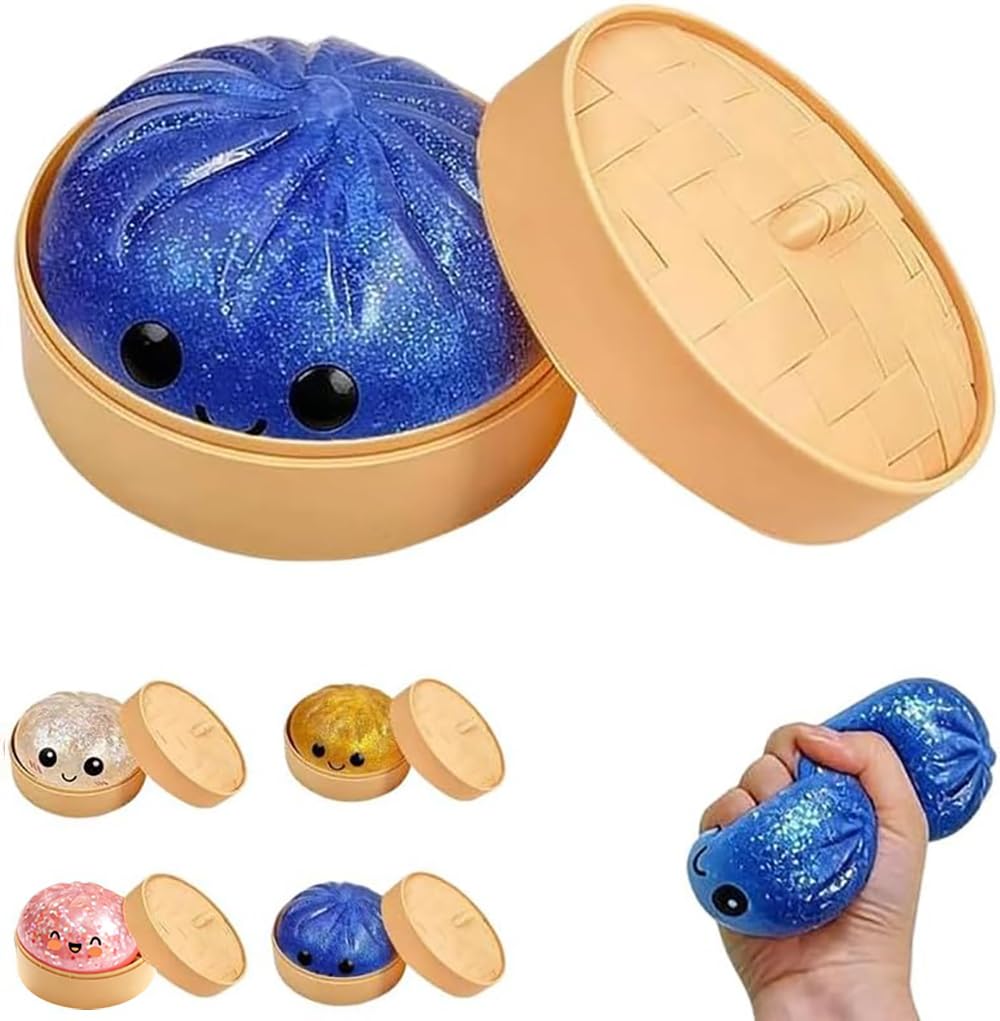 Dumpling Squishy Stress Relief Toy, Mystery Box Squeeze Ball, Sensory Fidget Toy for Anxiety Relief, Easter & Holiday Basket Stuffer (Pink) — view 9