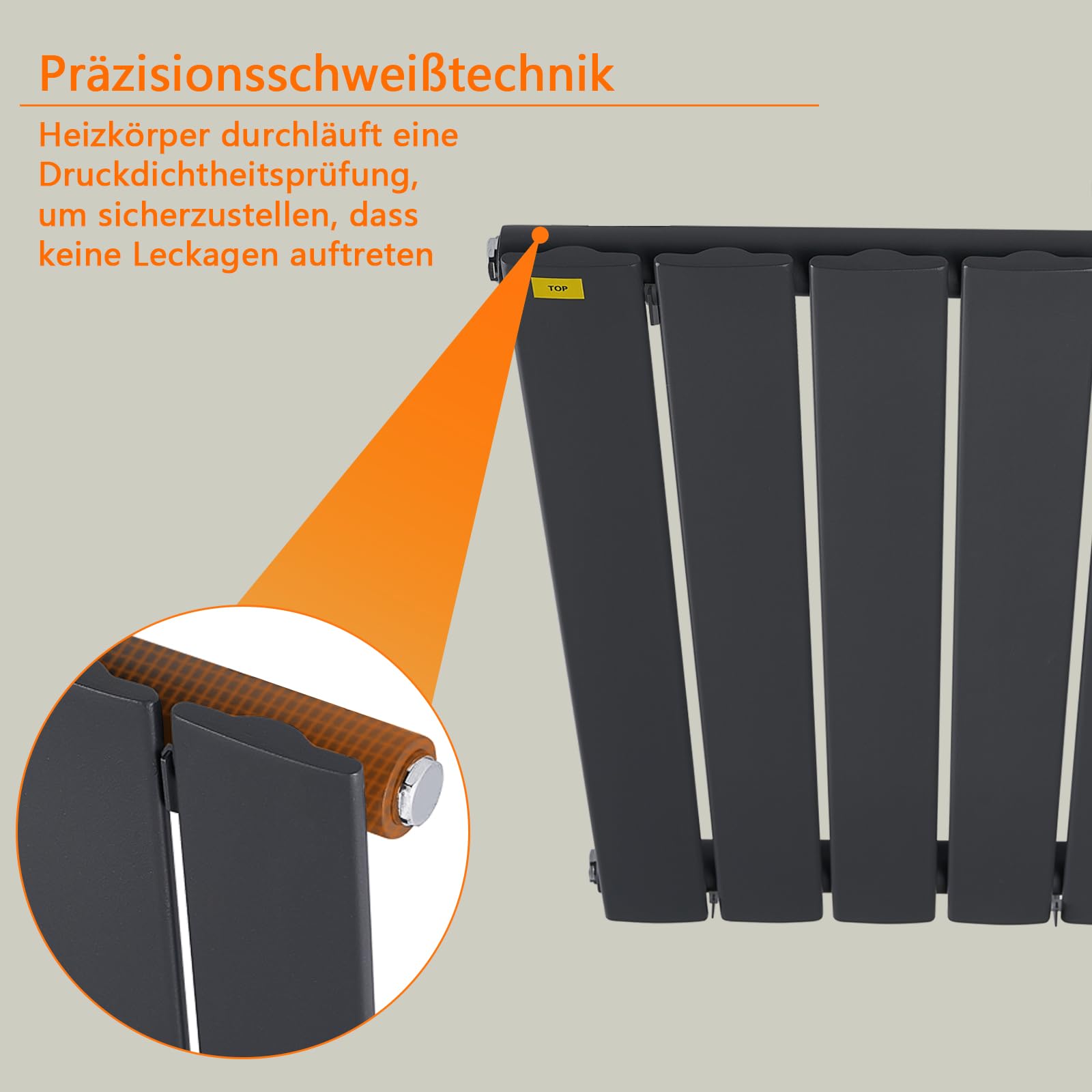 T&K Grzejnik płaski, 1600 x 462 mm, antracyt, jednowarstwowy, pionowy, nowoczesny grzejnik panelowy, grzejnik łazienkowy, do podłączenia środkowego, ogrzewania