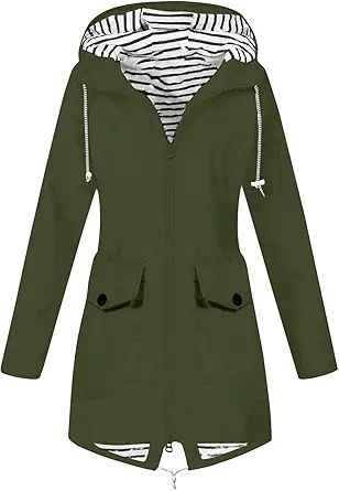 OIOLOYJM Yellow Rain Jacket Womens Waterproof with Hood Light Weight Jackets for Women Casual Fall Winter Plus Size Raincoat