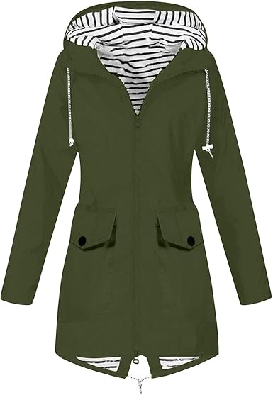 OIOLOYJM Yellow Rain Jacket Womens Waterproof with Hood Light Weight Jackets for Women Casual Fall Winter Plus Size Raincoat
