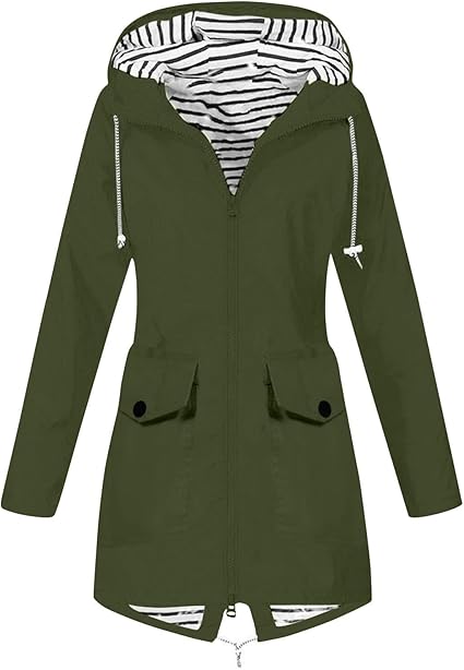 OIOLOYJM Yellow Rain Jacket Womens Waterproof with Hood Light Weight Jackets for Women Casual Fall Winter Plus Size Raincoat
