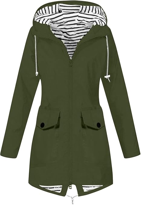 OIOLOYJM Yellow Rain Jacket Womens Waterproof with Hood Light Weight Jackets for Women Casual Fall Winter Plus Size Raincoat
