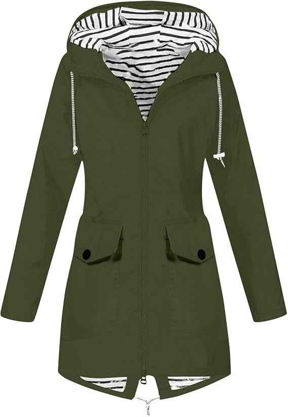 OIOLOYJM Yellow Rain Jacket Womens Waterproof with Hood Light Weight Jackets for Women Casual Fall Winter Plus Size Raincoat